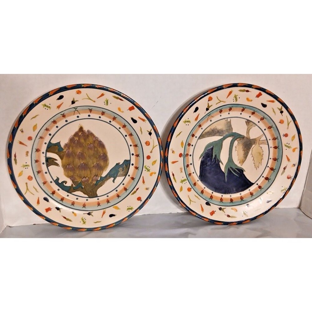 18 Carrots Laura Kelly Blue Sky Plates Vegetables 2001 8 5/8” Set Of 2